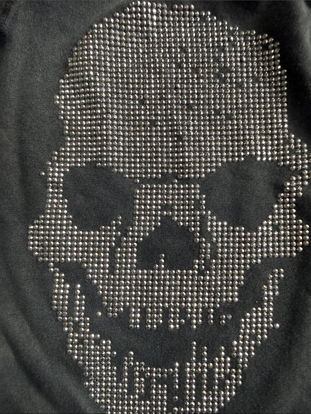Women's Black Rhinestone Skull Short Sleeve Tee - Picture 4 of 7